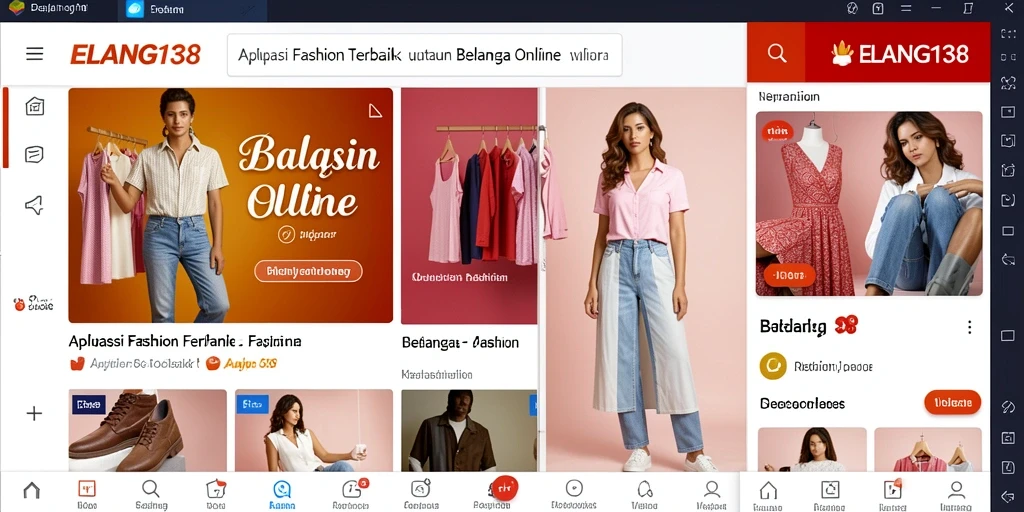 Antarmuka ELANG138 menampilkan berbagai produk fashion menarik