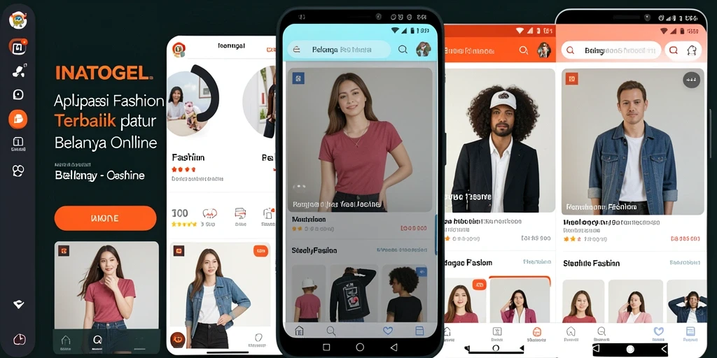 Antarmuka aplikasi INATOGEL yang menarik dan mudah digunakan untuk belanja fashion.