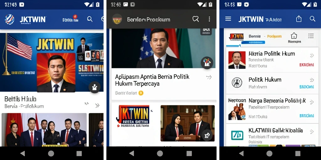 Tampilan antarmuka JKTWIN dengan berita politik dan hukum terbaru.