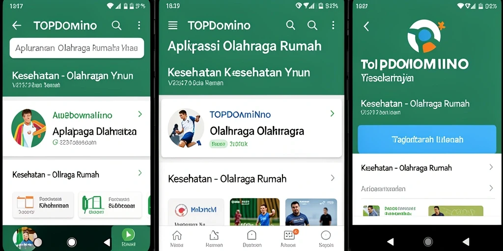 Antarmuka utama TOPDOMINO menampilkan berbagai program olahraga rumah.